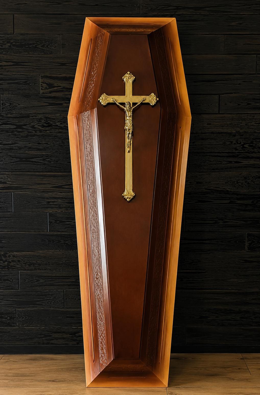 Sicriu bicolor cu crucifix auriu